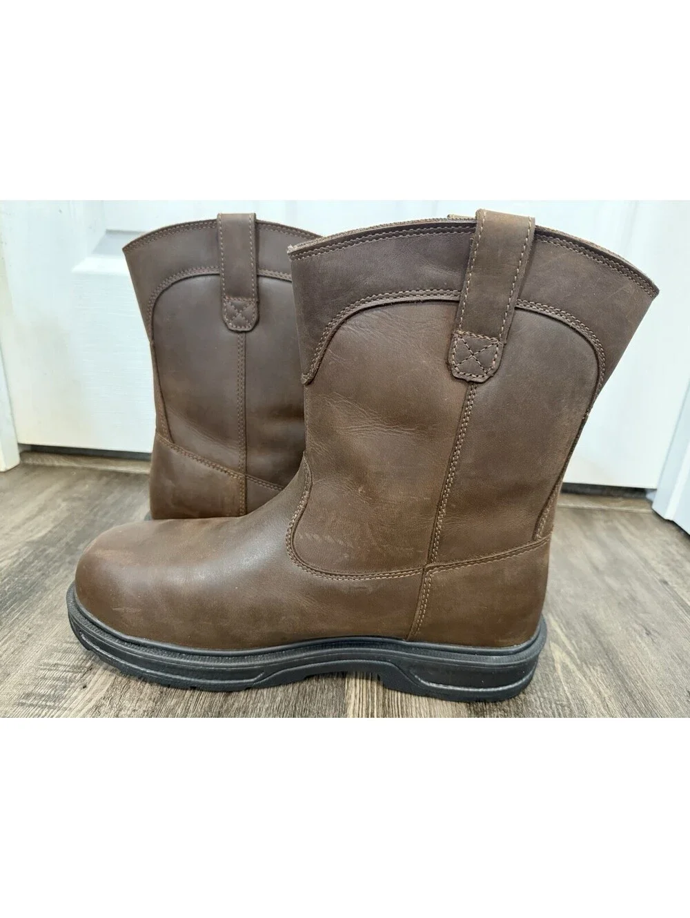 Herman Survivors Men's Steel Toe Rift Pull On Western Leather Work Boots Size 12